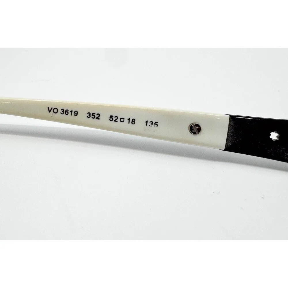 Vogue Eyeglasses Womens Black White VO 3619 352 Floral Semi-Rimless 52-18-135